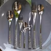 سرویس قاشق و چنگال 24نفره 120پارچه نقره ای دهانه اروپایی