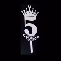 شمع مولتی عدد 5 تاج بزرگ نقره ای 12عددی