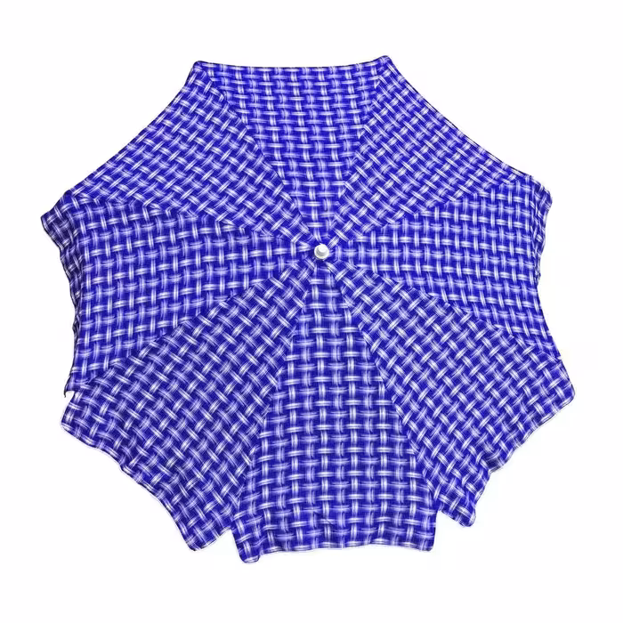 سایه بان قطر دو متر با پارچه نانو طرح تار و پود (چهارخانه) آب گریز رنگ آبی،مسافرتی