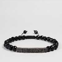 دستبند سنگ اونیکس تراشدار با پلاک سوارسکی نگین دار مشکی زیورآلات دستساز رنگ ثابت زنانه مردانه