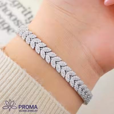 دستبند نقره زنانه جواهری طرح آوین مدل PRM94