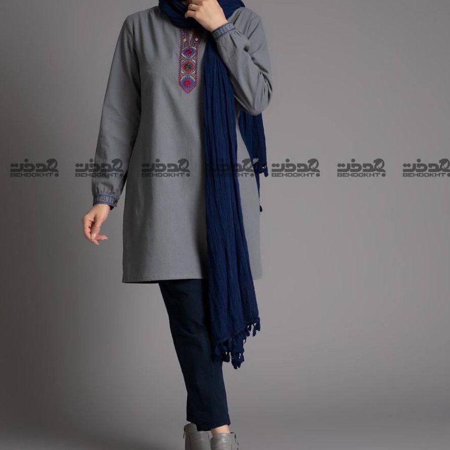 تونیک گلدوزی شده سیمین الیاف طبیعی دارای سایز بندی تنخورش خیلی عالیه