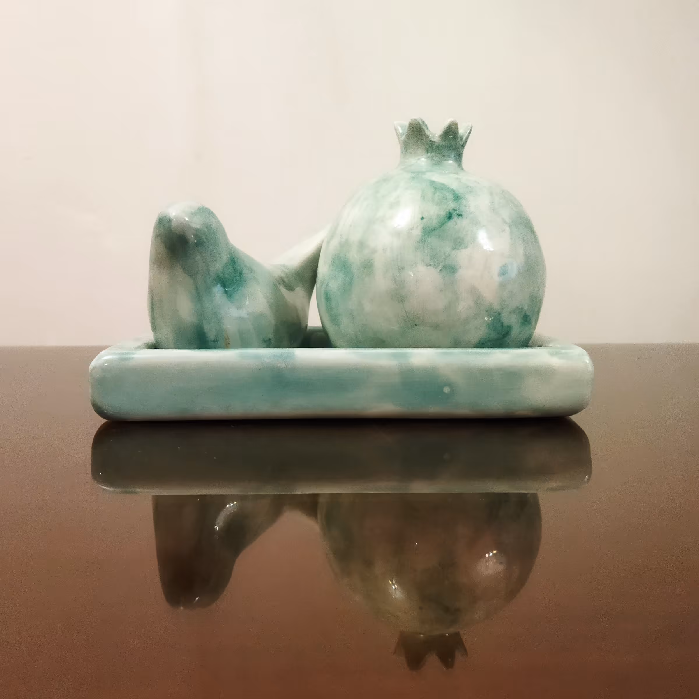 ست سفالی سرامیکی انار پرنده ظرف