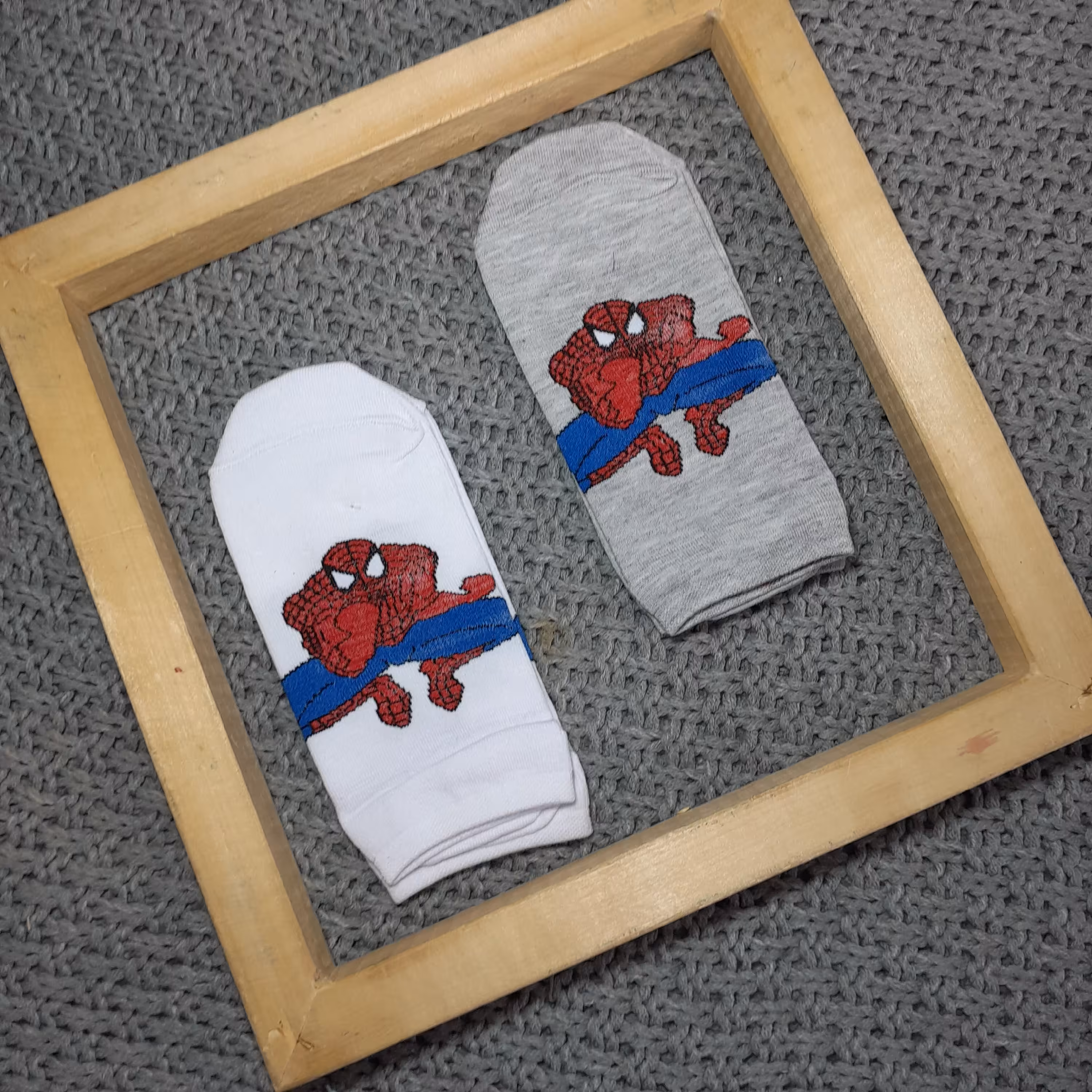 جوراب  پسرانه  مرد عنکبوتی  مچی  نخی  فری سایز  7تا 10 ساله