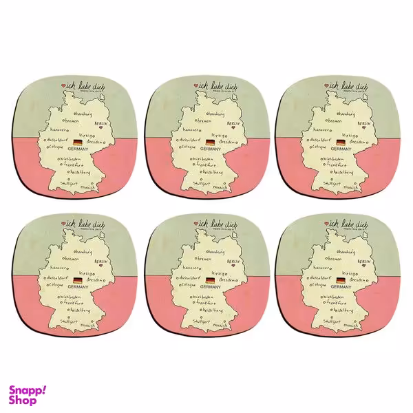 زیر لیوانی ترمه طراحان ایده مدل نقشه آلمان کد strm0663 بسته شش عددی