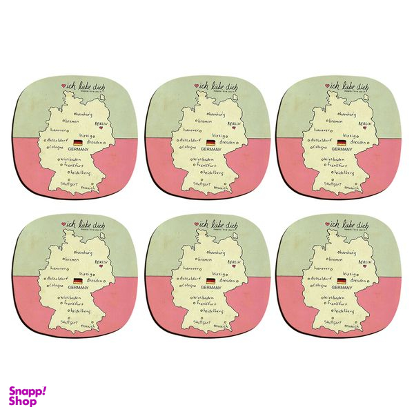 زیر لیوانی ترمه طراحان ایده مدل نقشه آلمان کد strm0663 بسته شش عددی