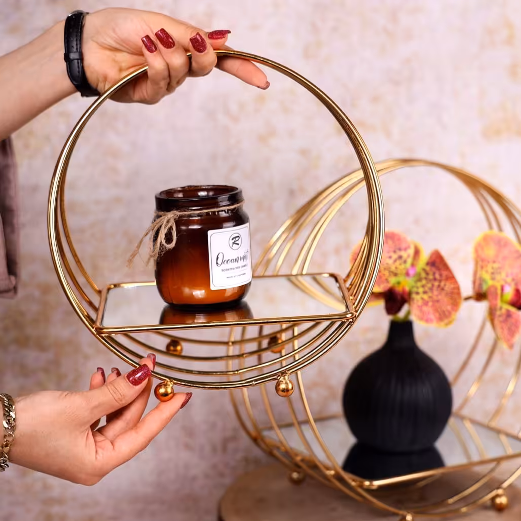 سینی سبدی طلایی بزرگ 