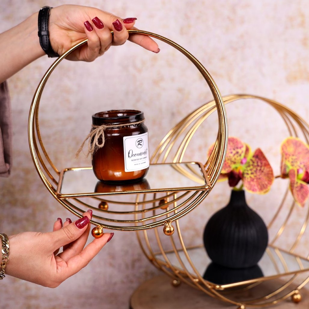 سینی سبدی طلایی بزرگ