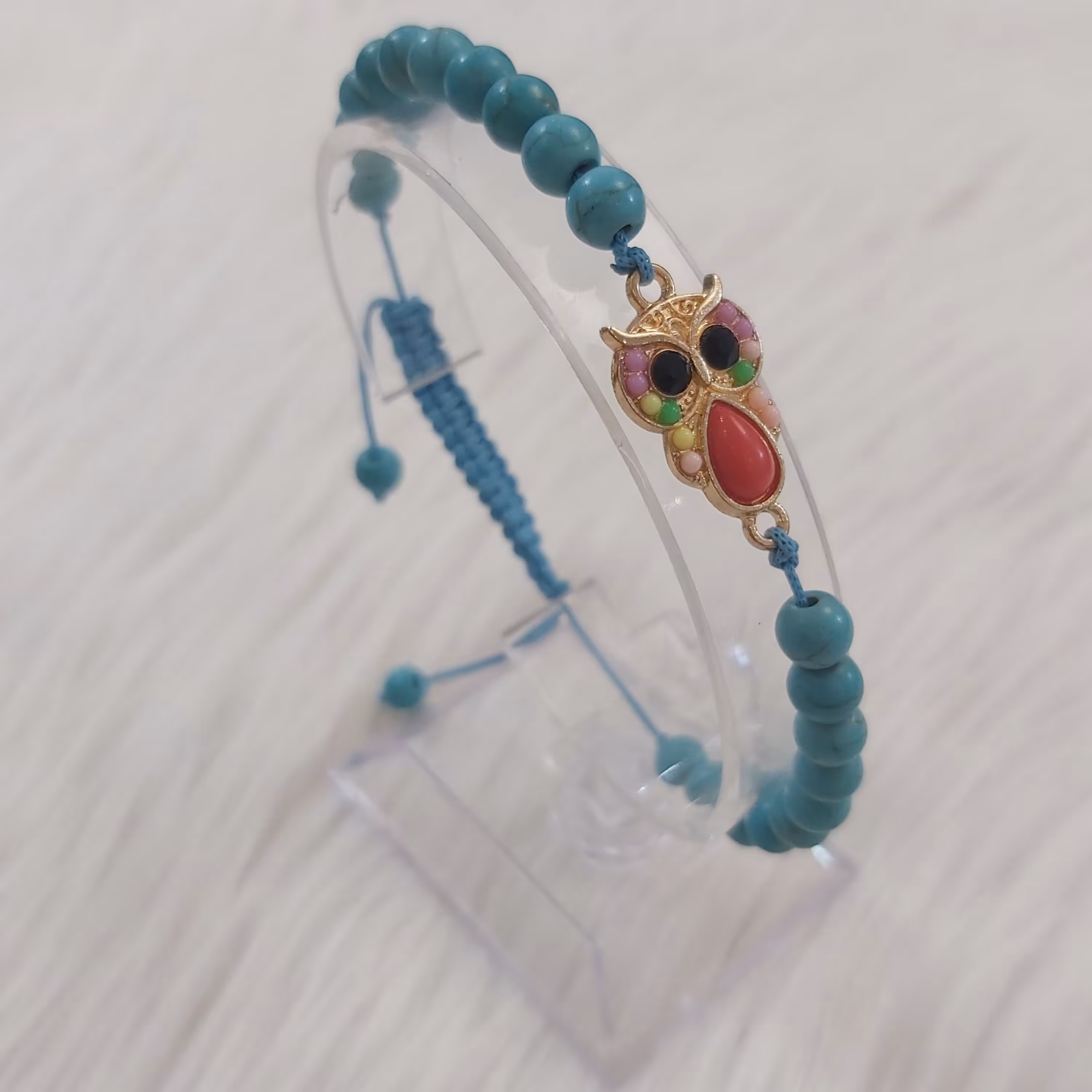 دستبند فیروزه مدل آسانسوری طرح جغد کد owl112