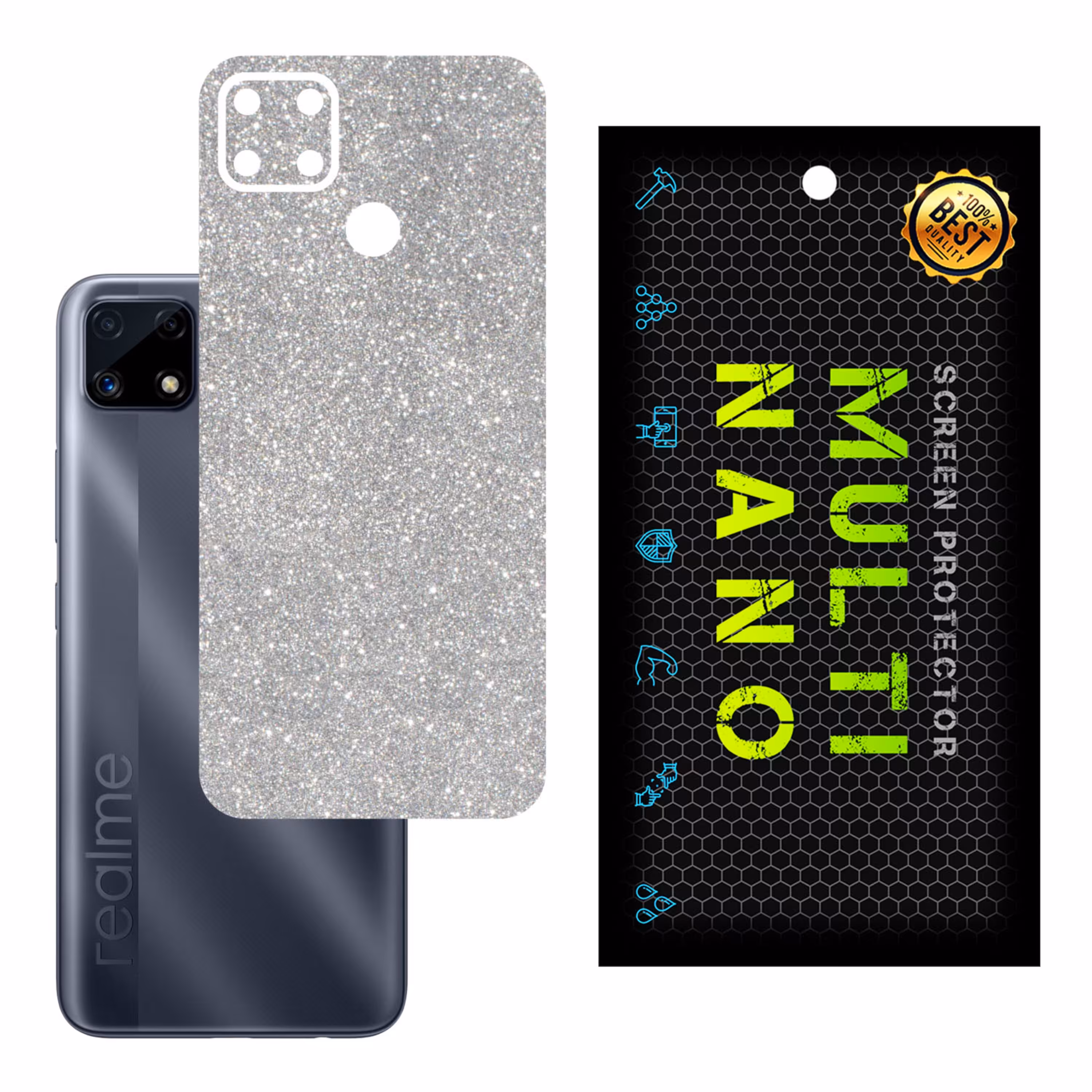 برچسب پوششی MultiNano مدل X-G1F-Silver برای پشت موبایل ریلمی C25S