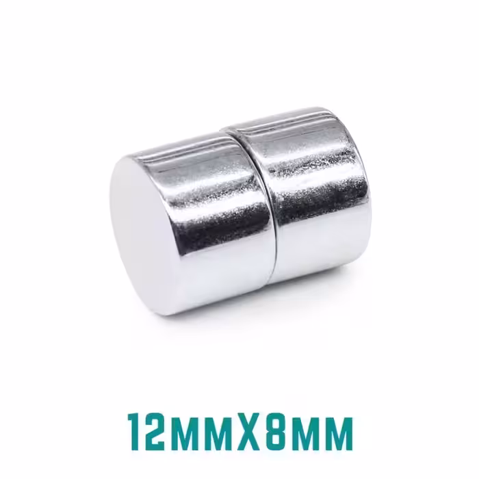آهنربا نئودیمیوم سوپرمگنت استوانه سایز 12x8 mm میلیمتر بسته 2عددی