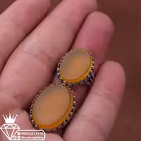 ست عقیق زرد حکاکی دلخواه وزن 21.6گرم ارسال رایگان