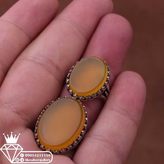 ست عقیق زرد حکاکی دلخواه وزن 21.6گرم ارسال رایگان