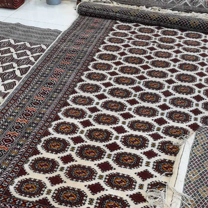 فرش دستبافت 9 متری اعلا پشم درجه یک ترکمن جفت موجود ارسال رایگان 