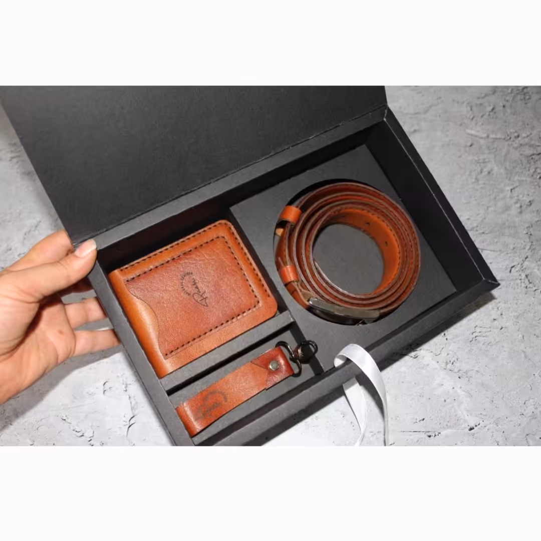 ست هدیه چرم طبیعی گاوی