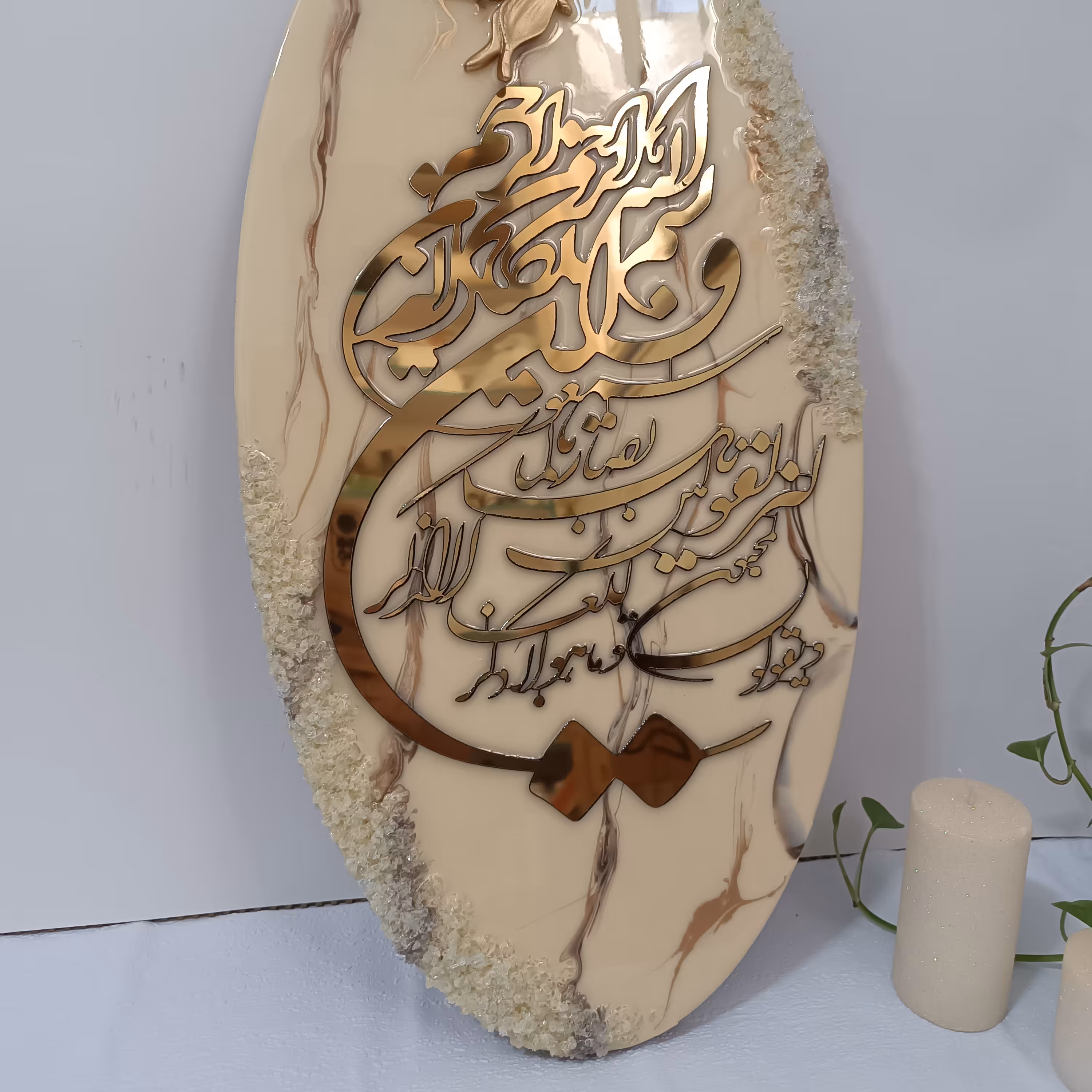 تابلو وانیکادرزینی کارشده روی بیس ام دی اف سایز 60در30