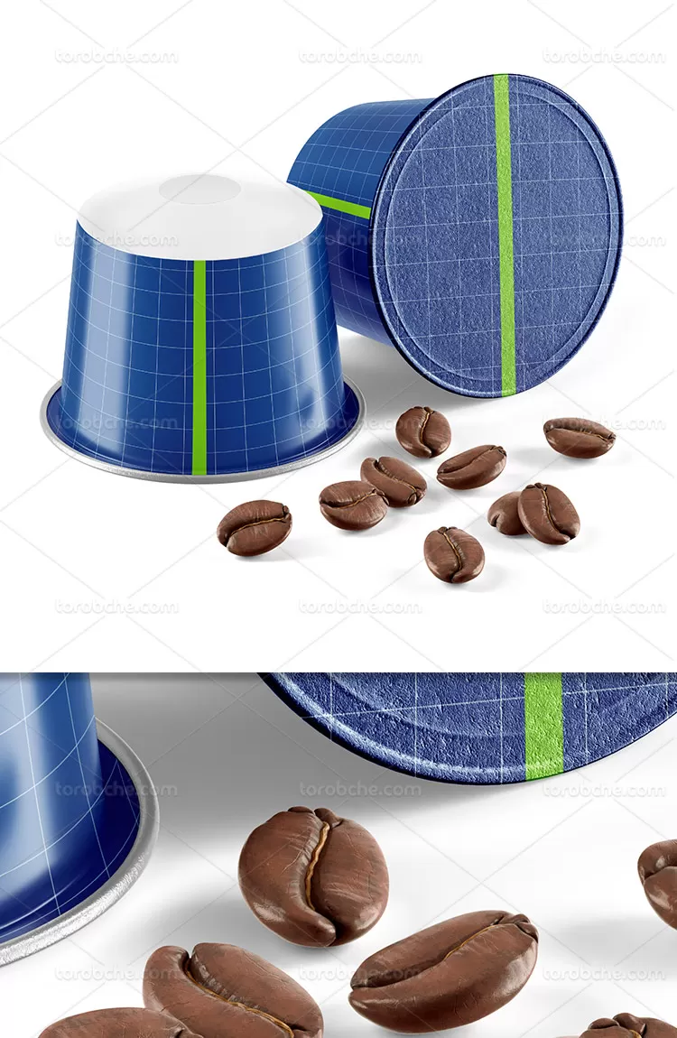 موکاپ بسته بندی کپسول قهوه | گرافیک با طعم تربچه