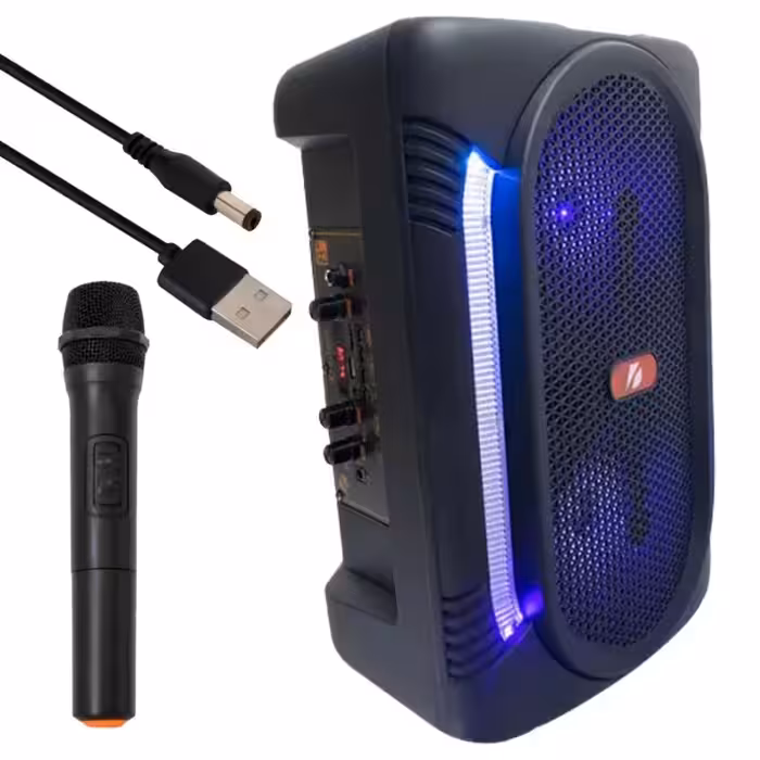 اسپیکر شارژی اسپیکر بیسیم 13 اینچ مدل بلوتوثی حجم صدای بلند مناسب مجالس تا 100 نفر  دارای میکروفون بیسیم و ریموت   

