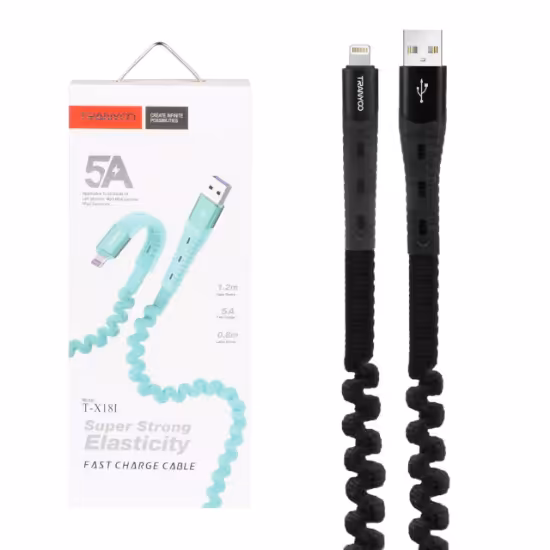 کابل شارژ ترانیو USB به Lightning مدل T-X18I با طول 1.2 متر