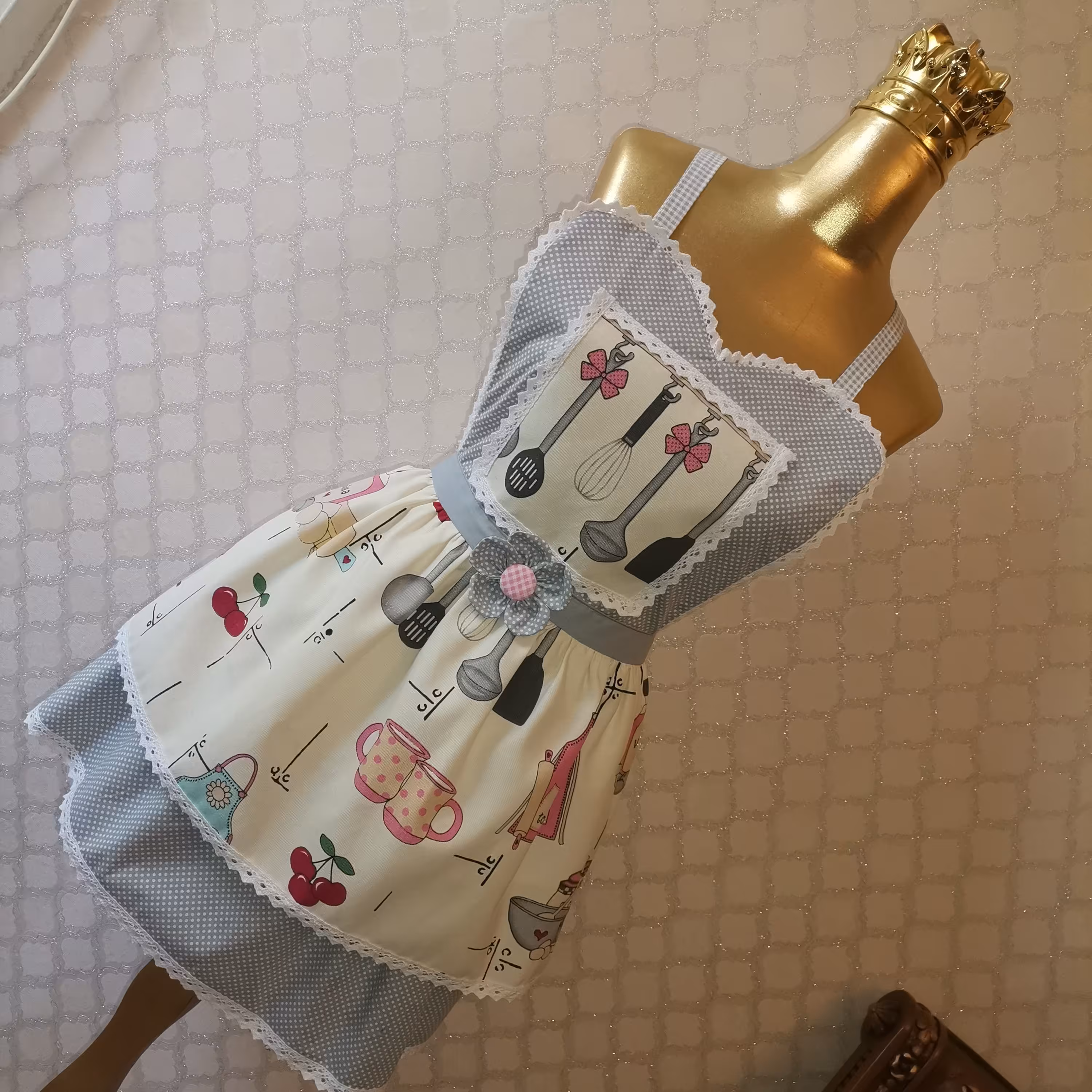 پیشبند آشپزخانه دو دامنه کتان داک وکتان نخ 