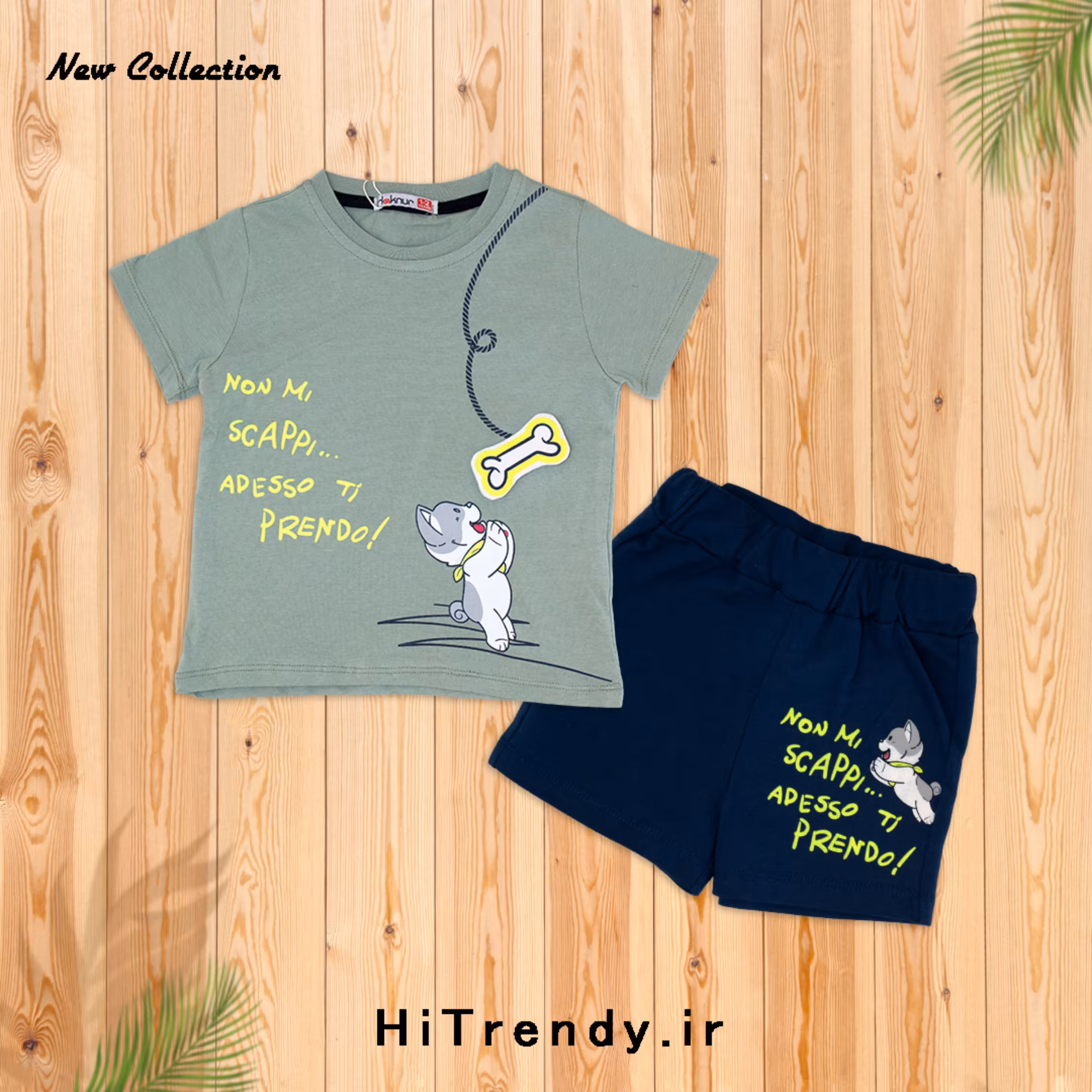 ست تیشرت و شلوارک پسرانه ترک مدل Kopekli Kemikli - ارسال رایگان