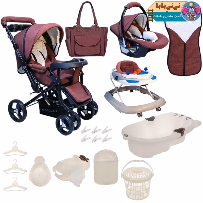 ست 13تکه کالسکه دلیجان طرح baby4life کد ZR206