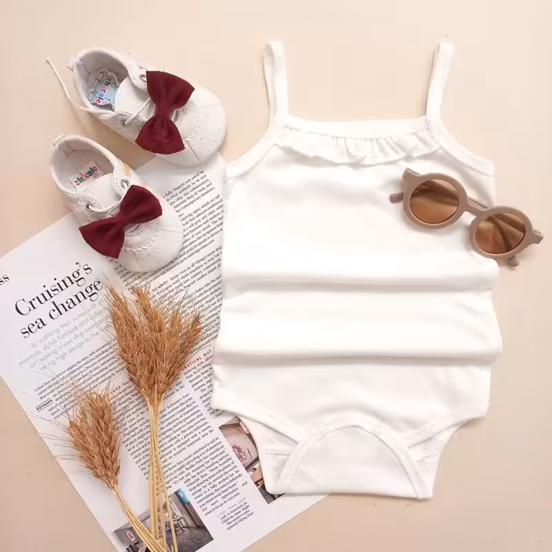 بادی رکابی دخترانه سفید مدل رونیا