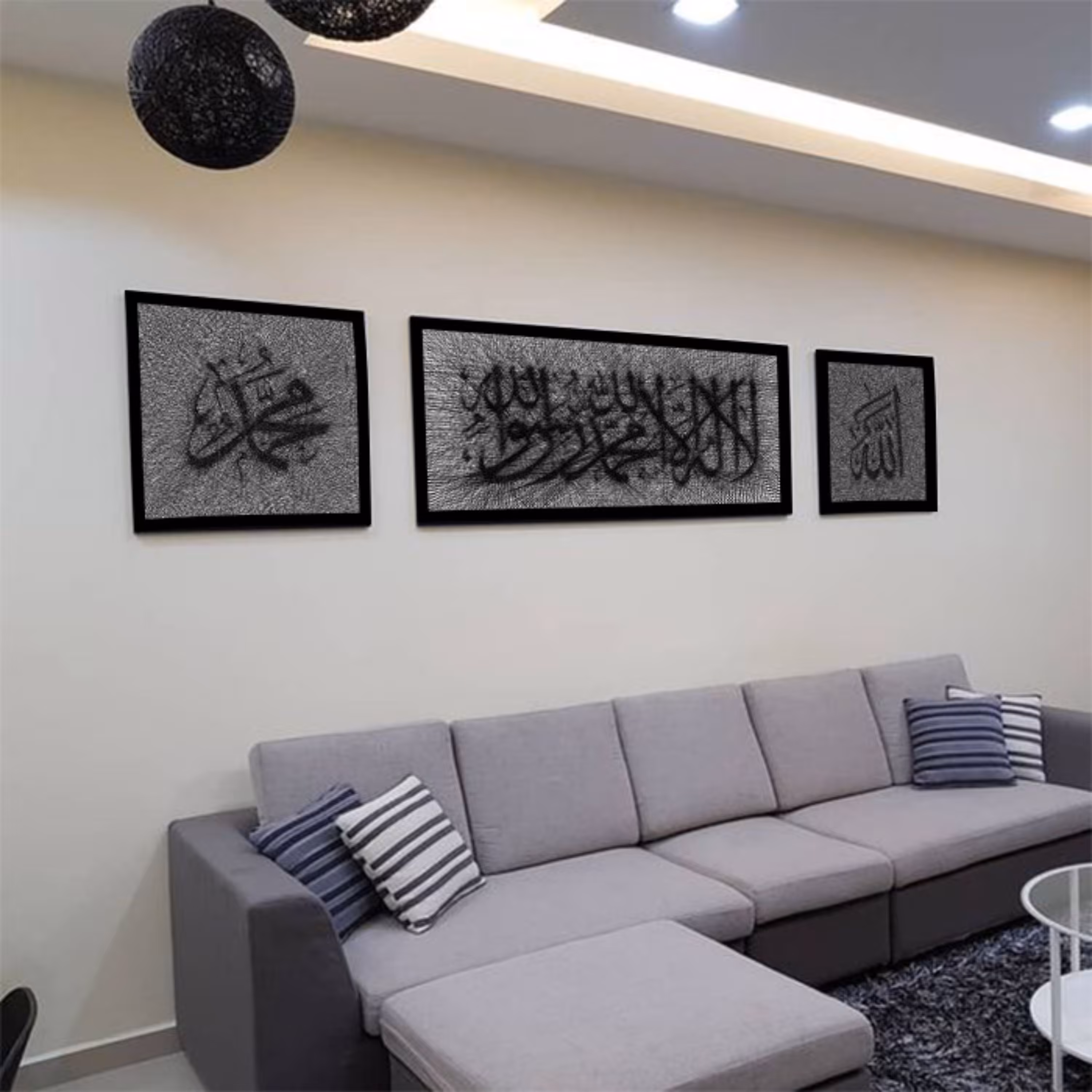 تابلو میخ و نخ طرح الله و محمد (ص) و لا اله الا الله کد SAT-B3333 مجموعه 3 عددی
