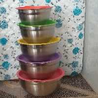 لگن استیل  اشپزخانه درب دار 5 تیکه 