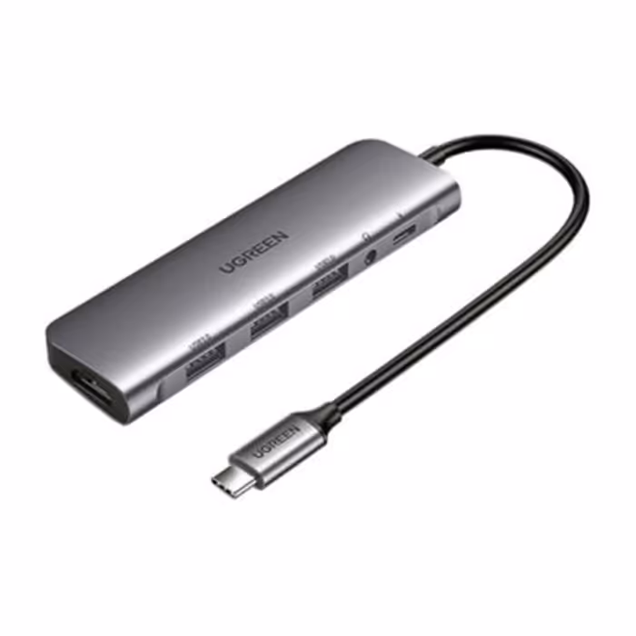 هاب 3 پورت Type C به USB 3.0 و یک پورت میکروفون و یک پورت HDMI با قابلیت PD یوگرین CM136