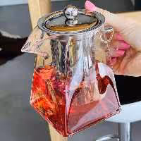 قوری پیرکس شعله مستقیم 950 میلی لیتر مربع(صافی و درب استیل)