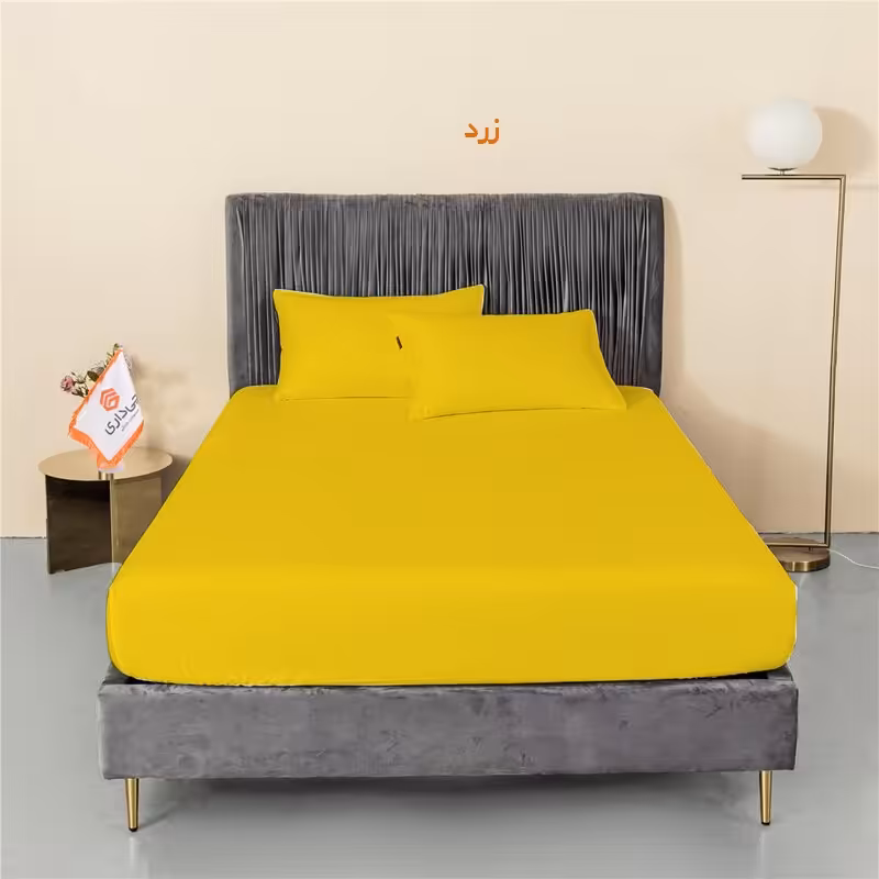 سرویس ملحفه چیداری مدل میکرو زرد یک نفره دو تکه 120 در200