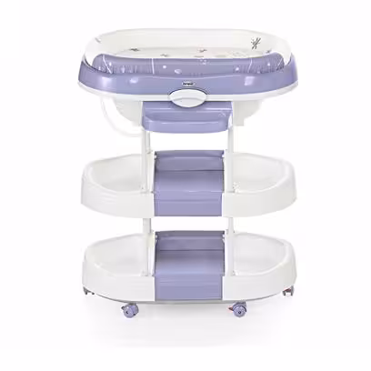 وان حمام نوزادی 3 طبقه با تشک تعویض اسفنجی روی وان و درب تاشو و شلنگ تخلیه وان بروی ایتالیا brevi