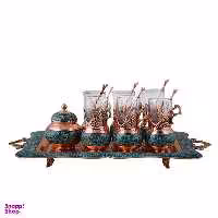 سرویس چای خوری 8 پارچه فیروزه کوبی آقاجانی کد F018