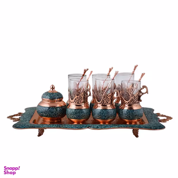 سرویس چای خوری 8 پارچه فیروزه کوبی آقاجانی کد F018