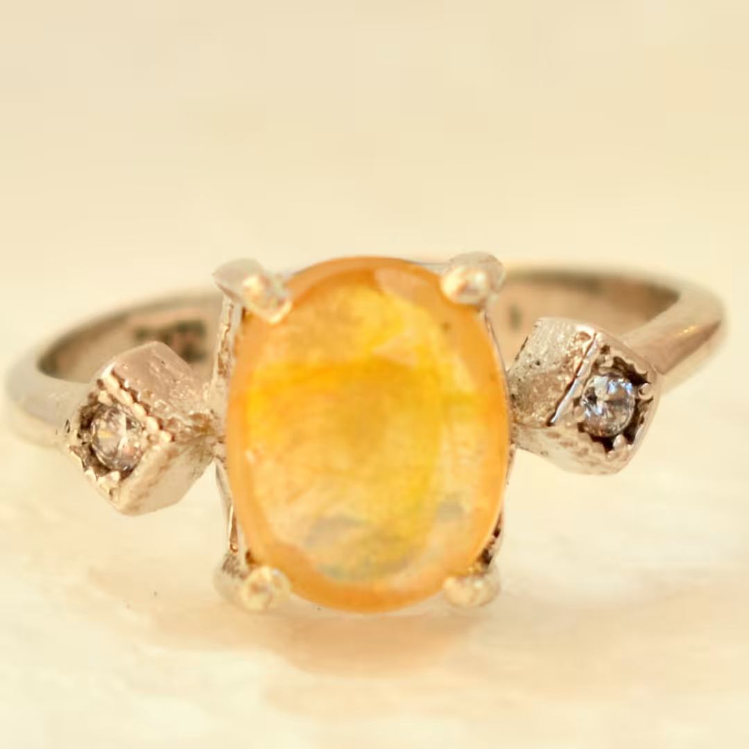 انگشتر  یاقوت زرد اصل نقره زنانه عیار 925 آقابزرگ 