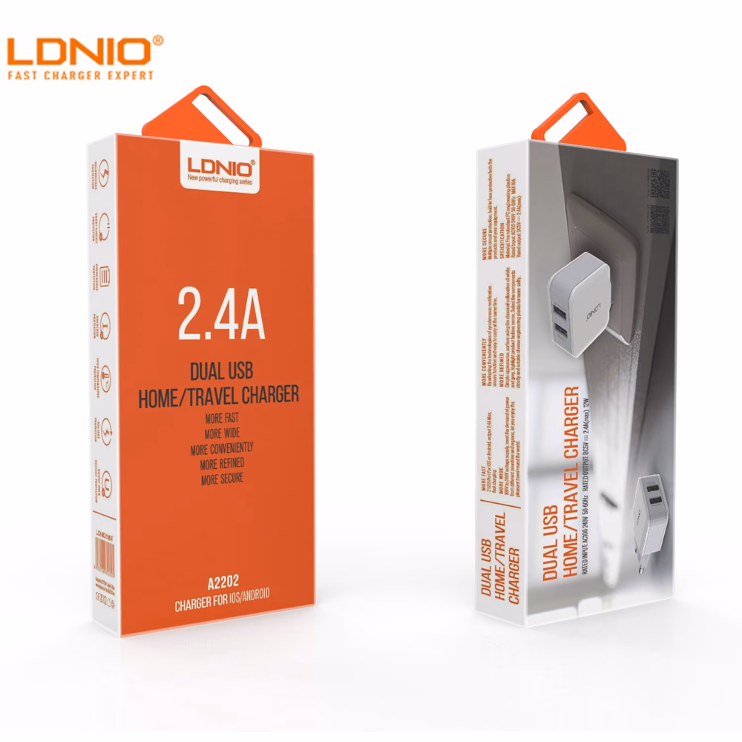 شارژر دیواری الدینیو مدل A2202 به همراه کابل microUSB