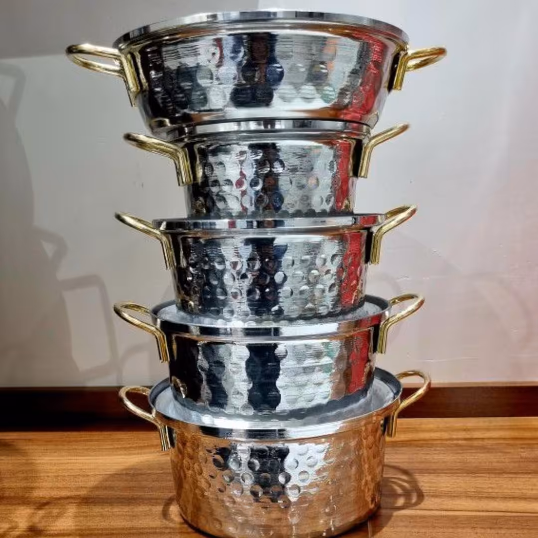 سرویس چکشی 9 پارچه صاف با  دسته برنجی ((فروش ویژه))