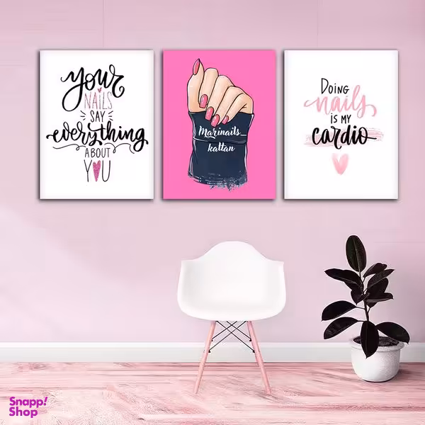 تابلو شاسی بکلیت طرح طراحی سالن آرایش ناخن و مانیکور مدل SH-919 مجموعه 3 عددی