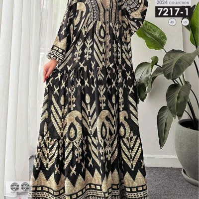 پیراهن مجلسی بیگ سایز کرپ حریر فرانسه7217.