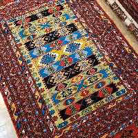 قالیچه دستبافت ترکمن  اعلا، 3متری ، طرح اورتمن،ارسال رایگان، پشم.