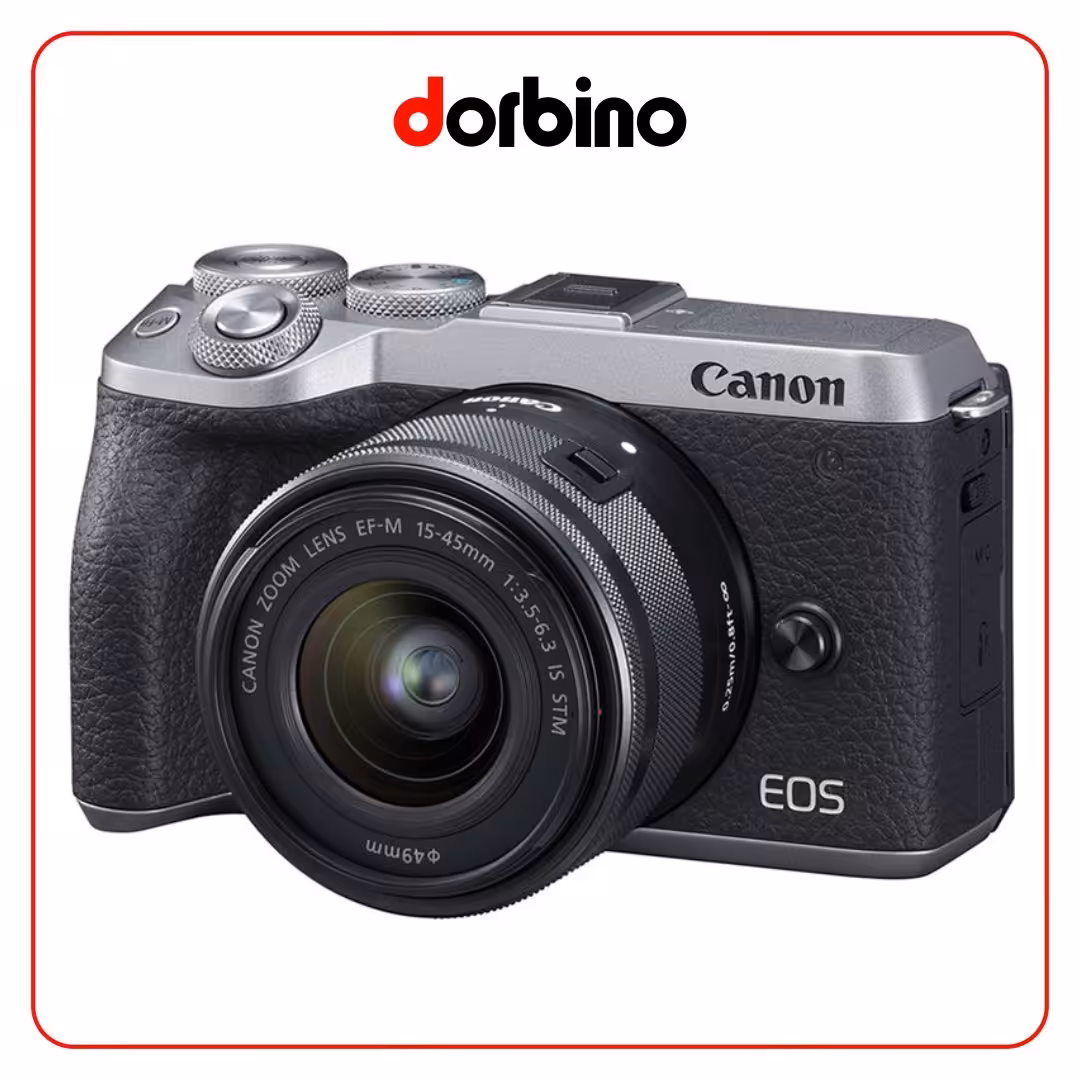 دوربین عکاسی کانن Canon EOS M6 Mark II Mirrorless Camera with 15-45mm Lens and EVF (Silver) - فروشگاه دوربین دوربینو