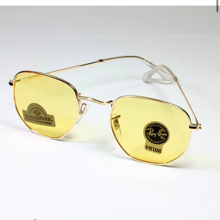 فریم عینک دید در شب و روز فلزی فانتزی فشن شیشه زرد ریبن 3024