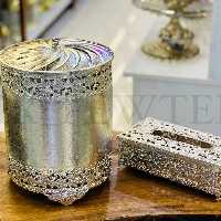 سطل و دستمال  گل میخک نقره ای 