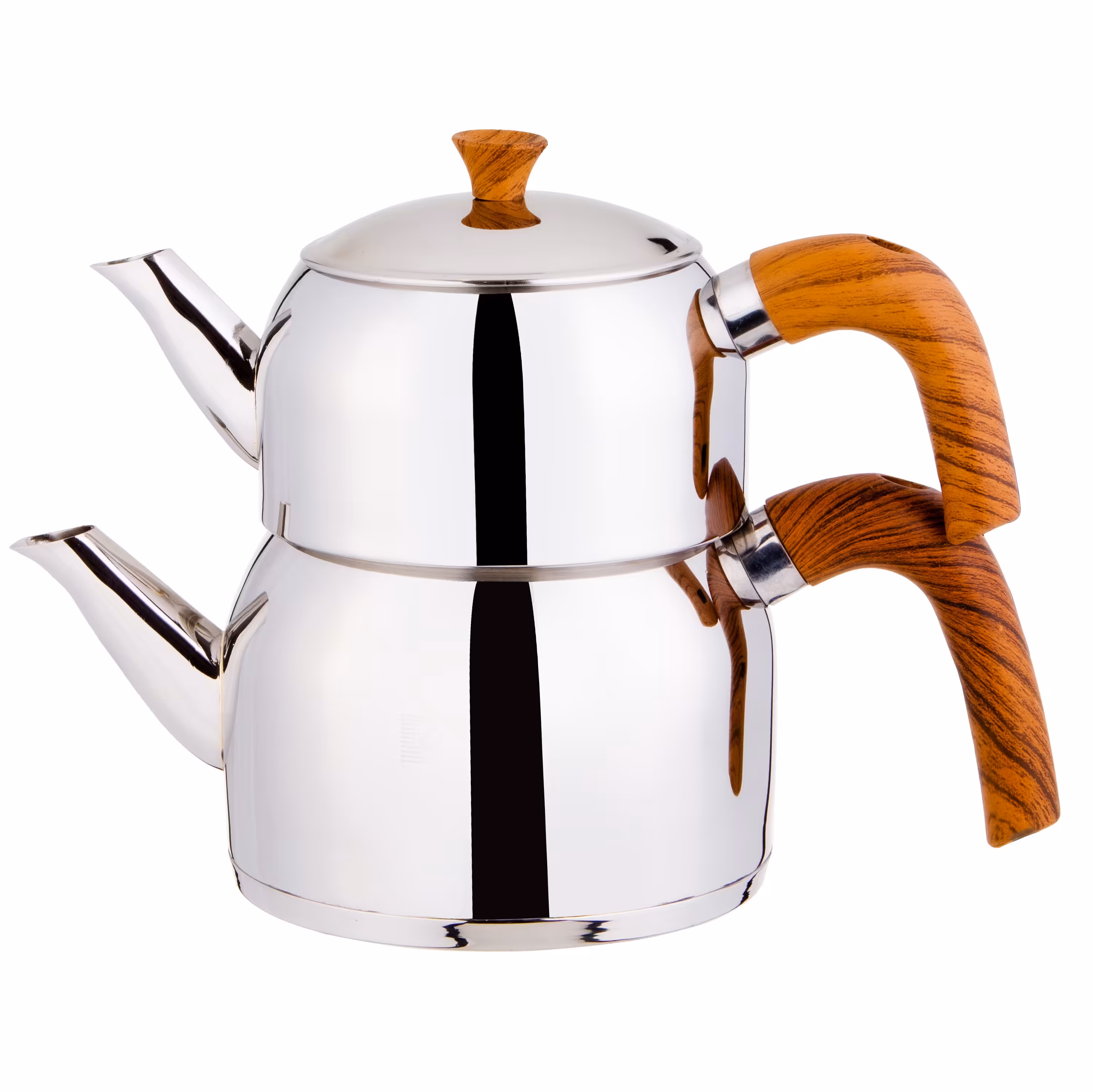 کتری قوری روهمی با قوری استیل  دسته چوبی برند کی اس تی 1085