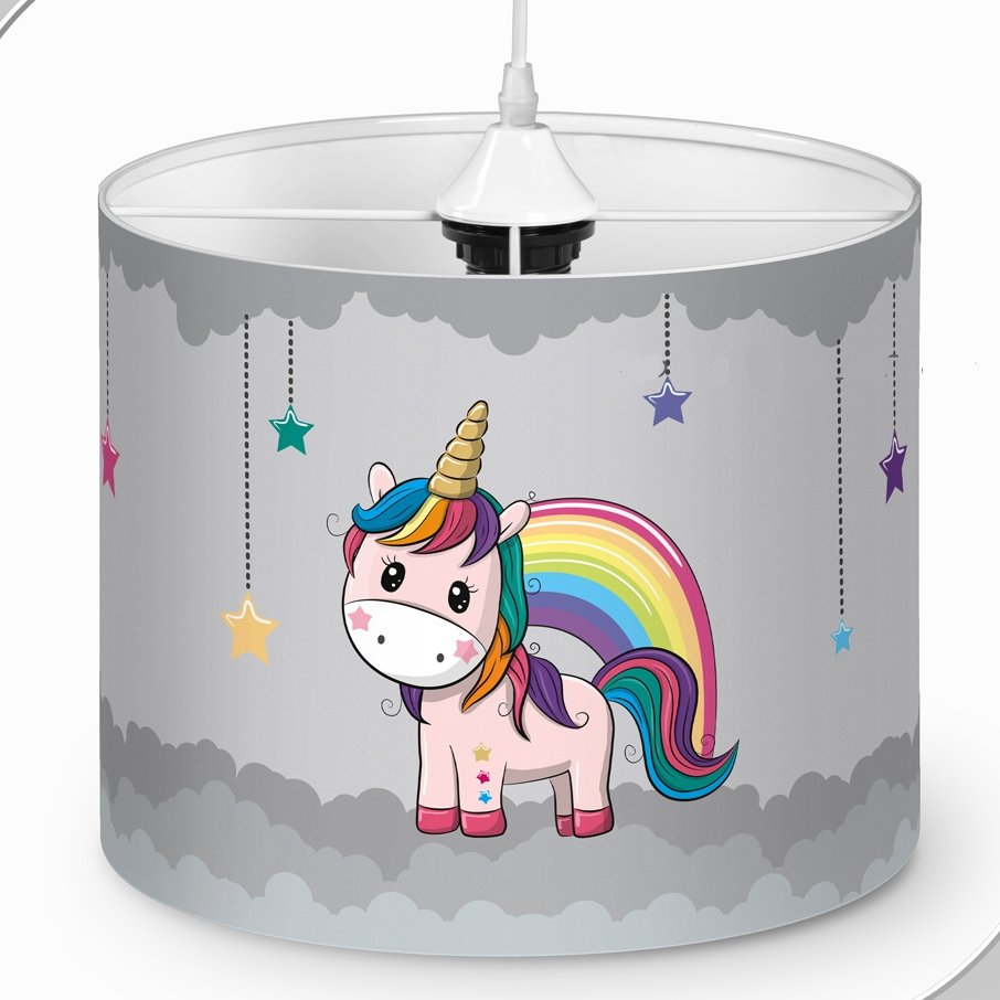 لوستر اتاق کودک طرح اسب تک شاخ طوسی 1033