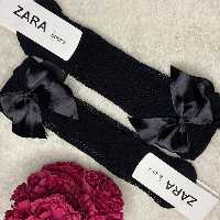 جوراب فیشنت(زنبوری)پشت پا پاپیون میخوره بچه گانه و بزرگسال تک رنگ مشکی