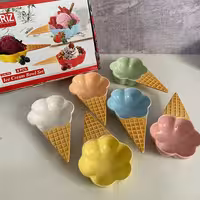 بستنی خوری سرامیکی رنگی 6عددی مارک باریز