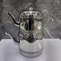 کتری قوری استیل ترک evimsaray با کفه اینداکشن، کد106 ، استیل ضد زنگ ، دسته استیل نقره ای