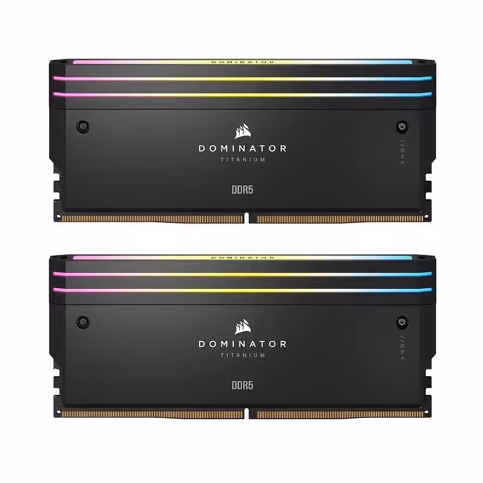 رم کامپیوتر DDR5 دو کاناله 6400 مگاهرتز CL32 کورسیر مدل Dominator Titanium RGB ظرفیت 32 گیگابایت